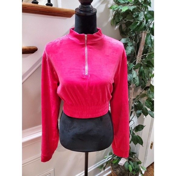 Akira Women's Solid Red 100% Polyester Long Sleeve Half Zip Front Top Size XL - Picture 2 of 11